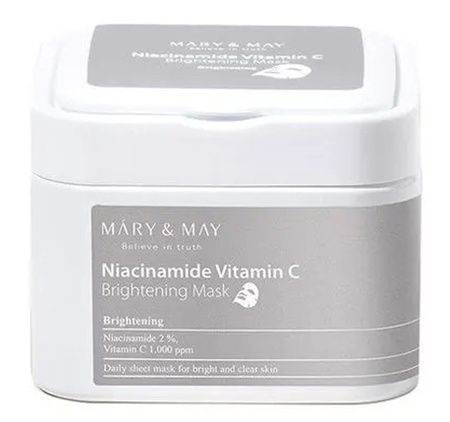 MARY&MAY Niacinamide Vitamin C Brightening Mask 30pc - zestaw rozjaśniających masek w płachcie