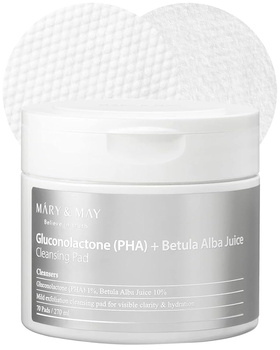 MARY&MAY Gluconolactone (PHA) + Betula Alba Juice Pad 70szt/270ml - oczyszczająco-złuszczające płatki do twarzy