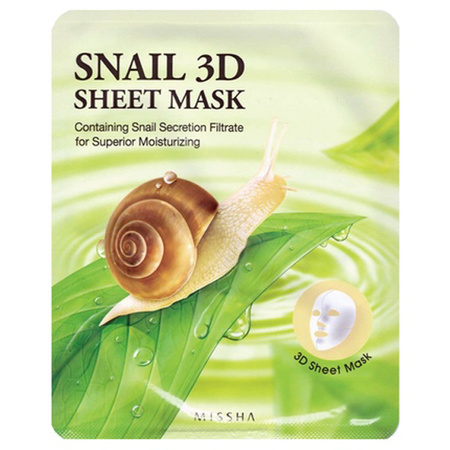 MISSHA Snail 3D Sheet Mask 23g - Nawilżająca maseczka z filtratem ze śluzu ślimaka