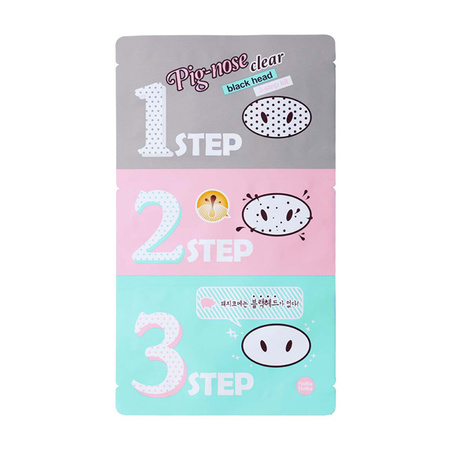 Holika Holika Pignose clear black head 3 step kit - plastry oczyszczające nos z zaskórników i zmniejszające pory