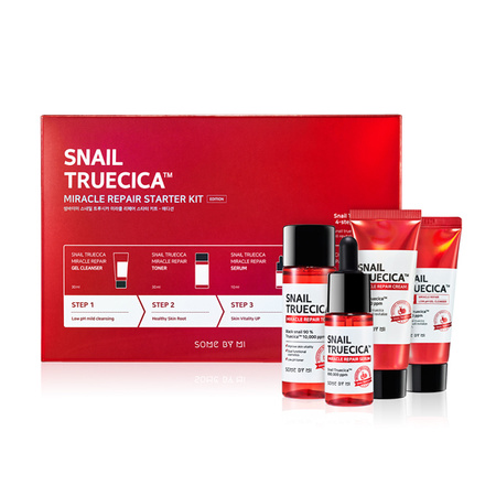 SOME BY MI Snail TrueCICA Miracle Repair Starter Kit - Zestaw kosmetyków do skóry mieszanej z ekstraktem z czarnego ślimaka