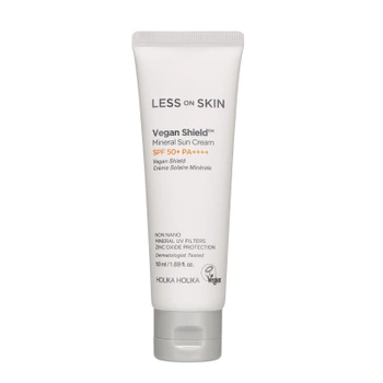 Holika Holika Less on Skin Vegan Shield Physical Sun Cream SPF 50+ PA++++ 50ml - Mineralny krem z filtrem do skóry wrażliwej i delikatnej