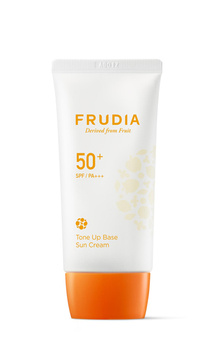FRUDIA Tone Up Base Sun Cream SPF50+ 50g -  rozświetlający krem przeciwsłoneczny z niacynamidem i ekstraktem z owoców
