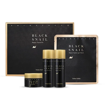 Holika Holika Black Snail Skin Care Kit - zestaw krem, emulsja, toner i maska w płachcie z filtratem ze śluzu czarnego ślimaka